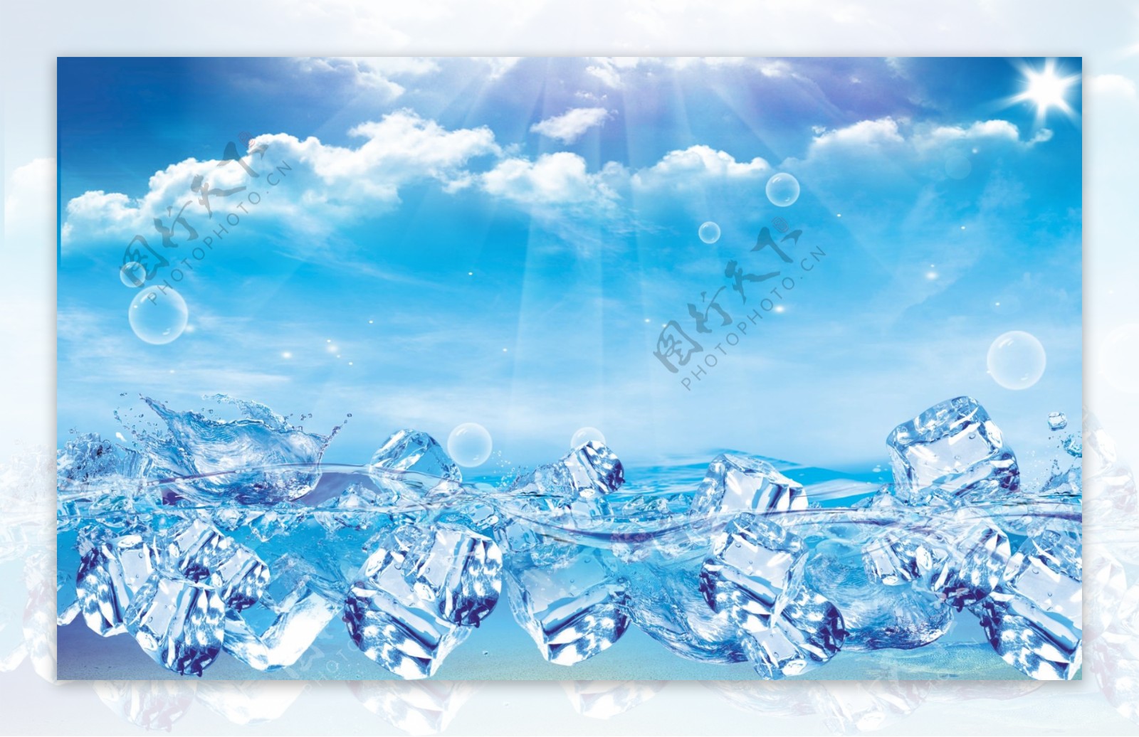 夏天水滴冰块背景图图片