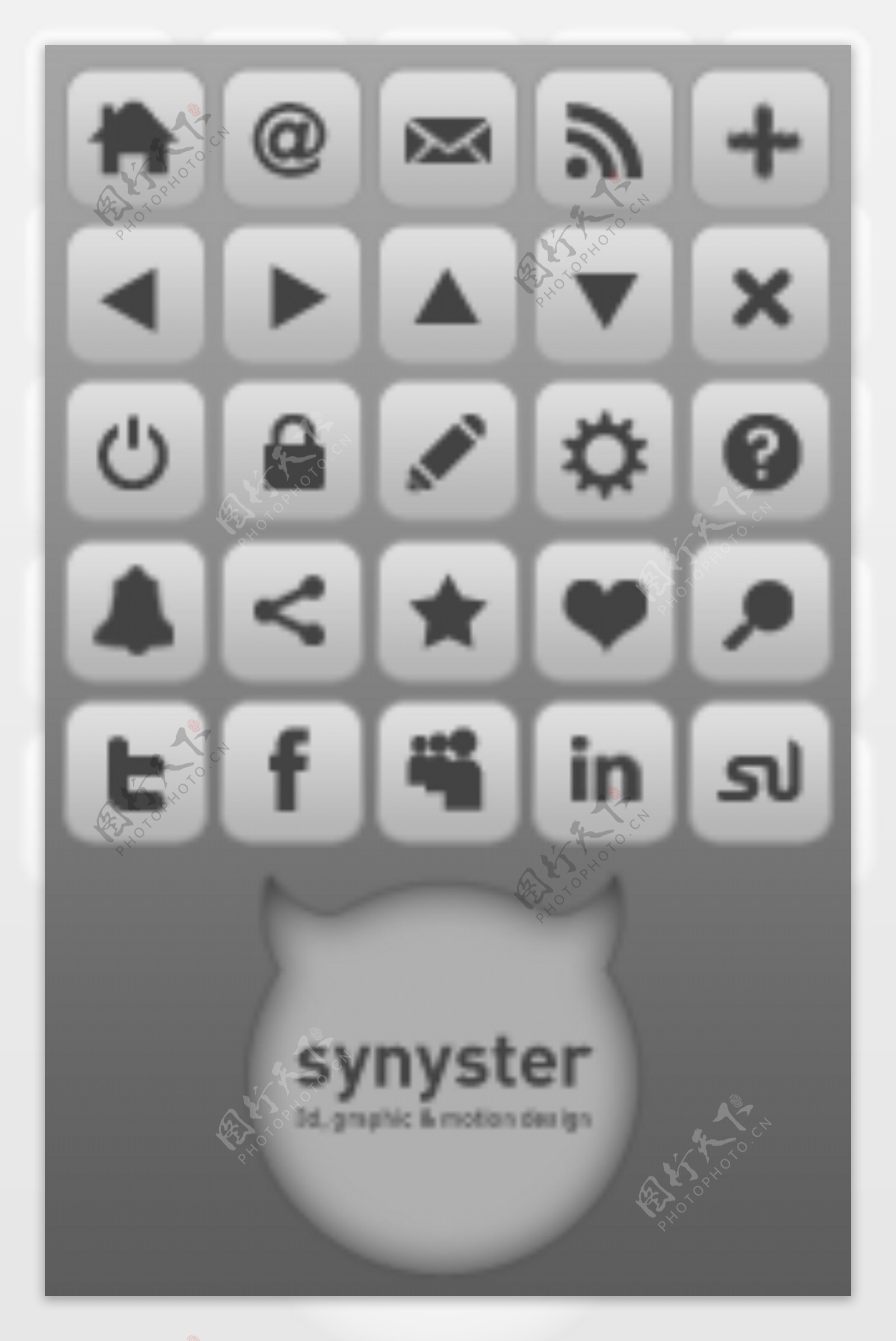 灰色的小苹果风格图标包PSD格式