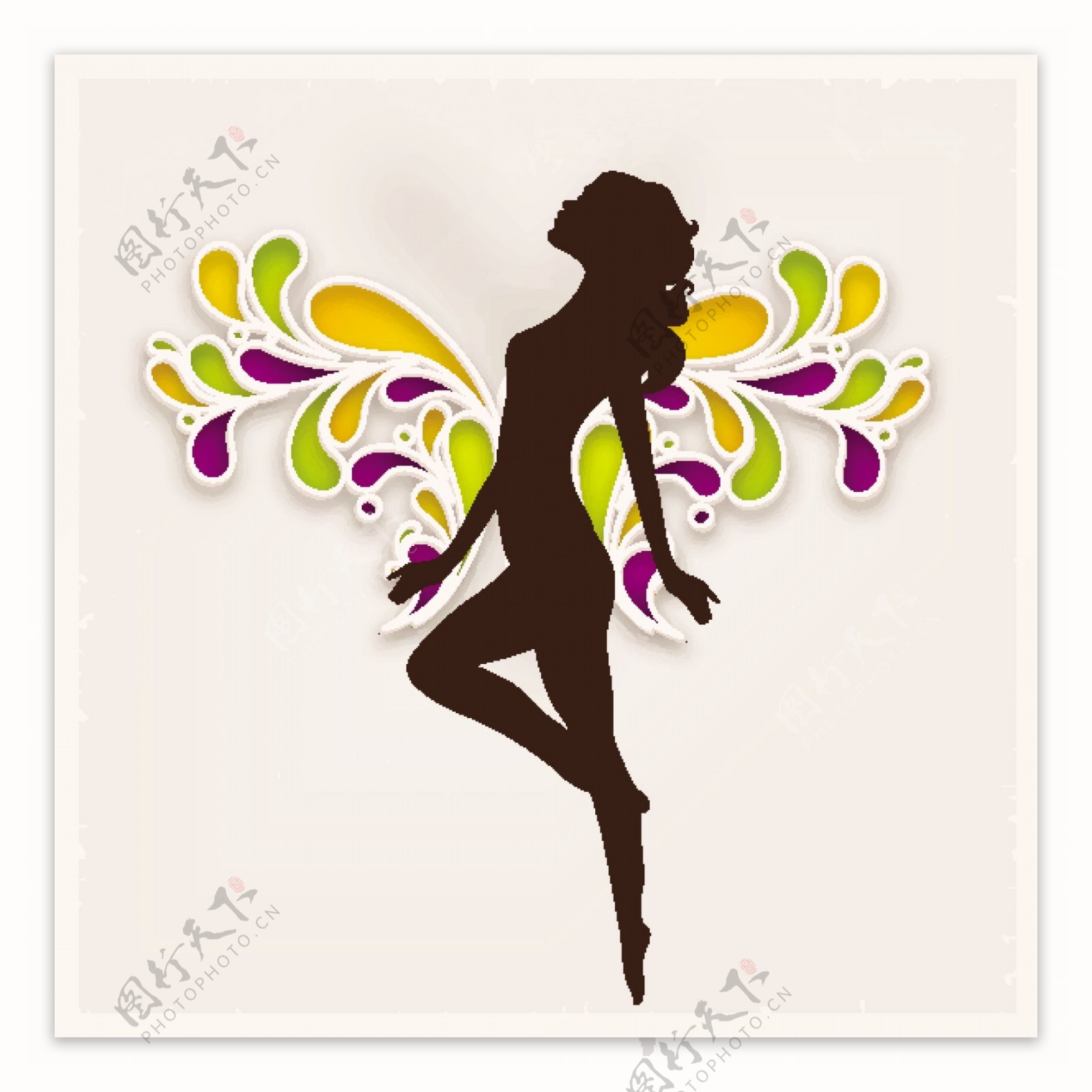三八妇女节贺卡或海报以丰富多彩的花朵装饰的棕色背景一个棕色的轮廓设计