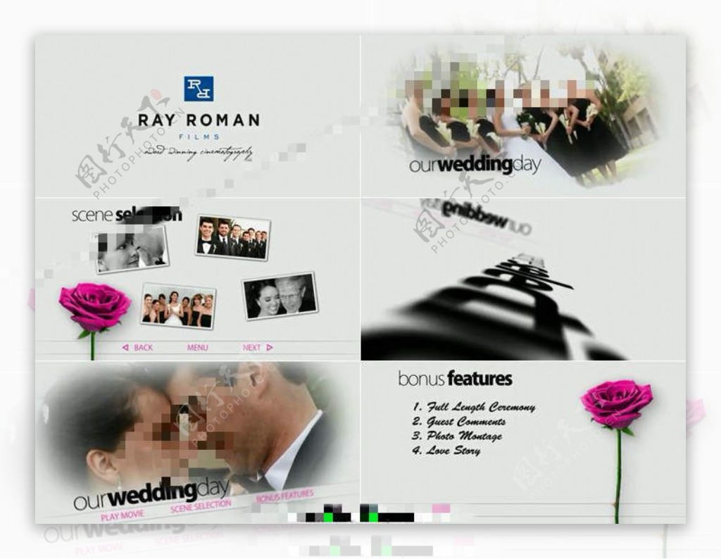 优雅简洁的婚礼DVD选单动画样式