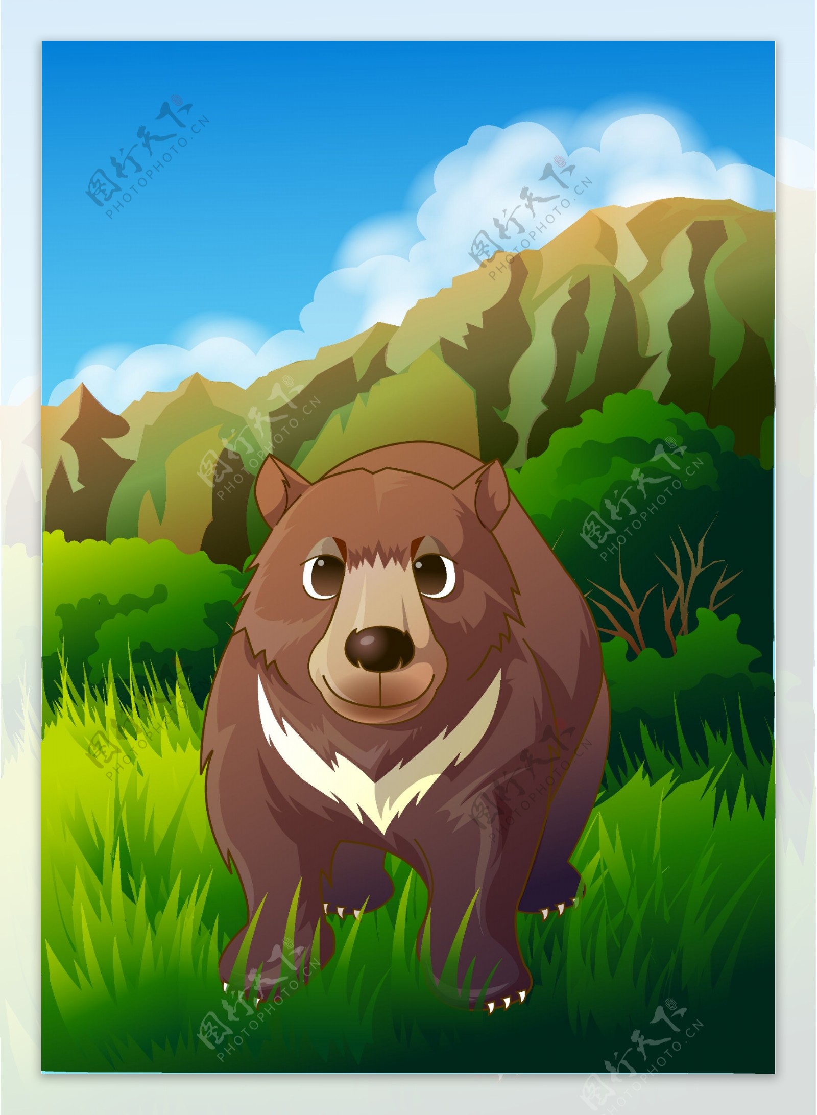可爱动物绿色大棕熊图片