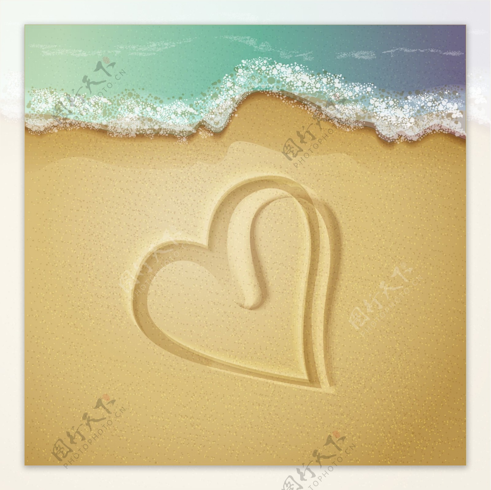 夏日沙滩海星爱心清新壁纸写真-壁纸图片大全