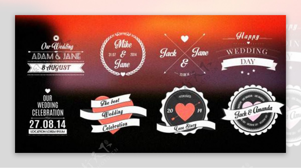 婚礼浪漫标题包字幕展示模版