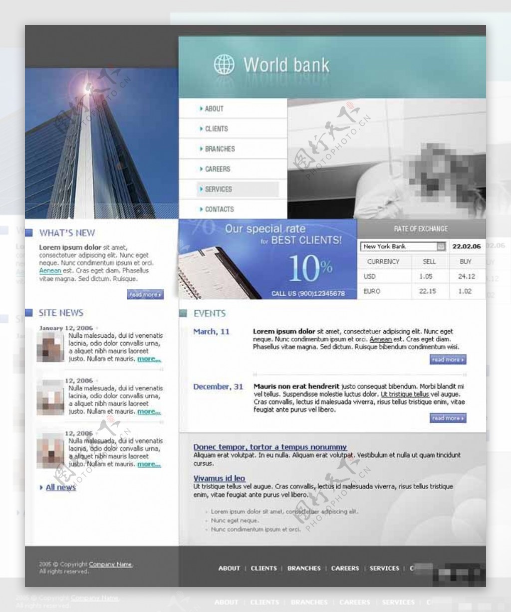 国际银行金融信息网页模板
