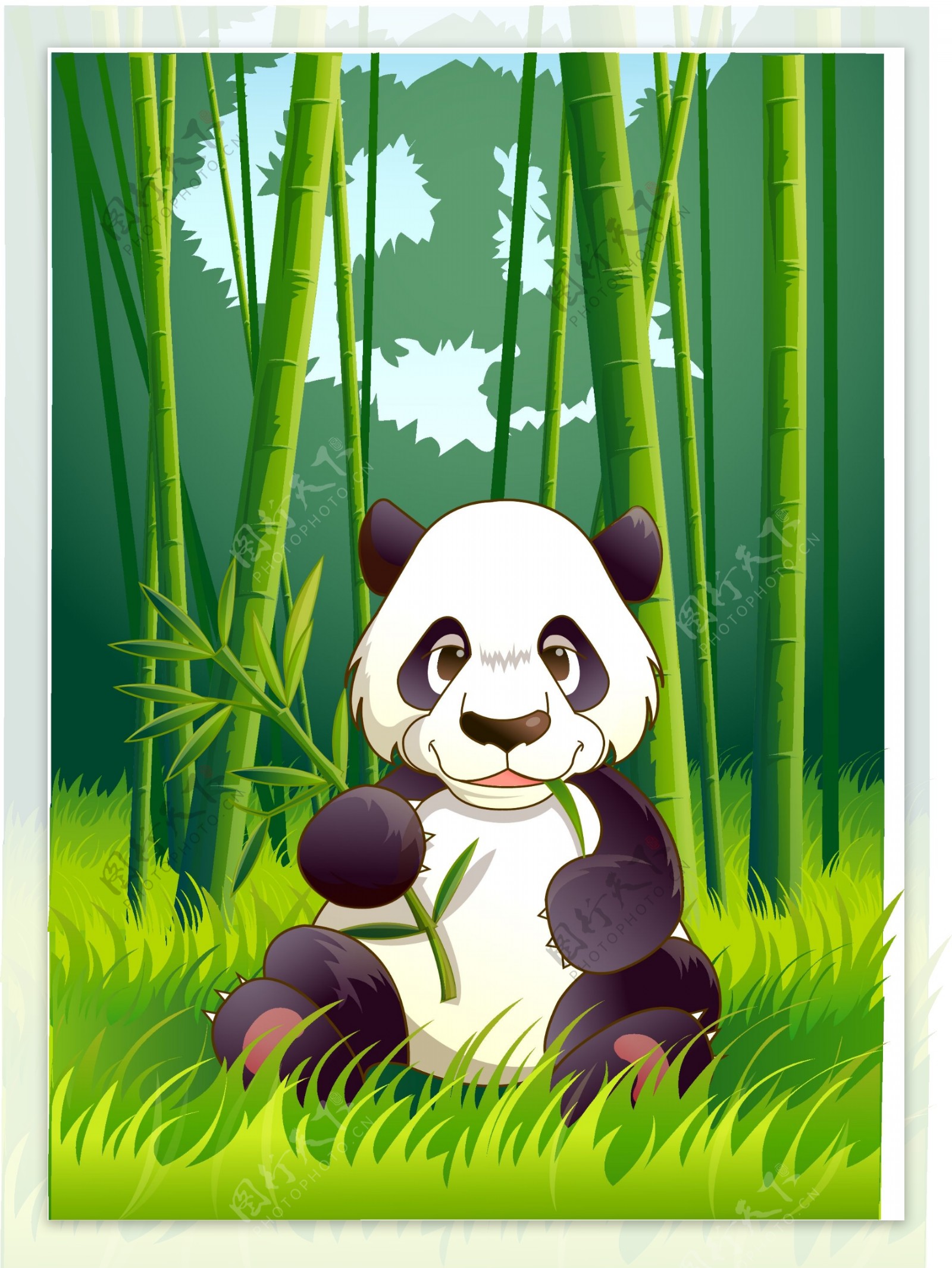 可爱小动物绿色熊猫图片
