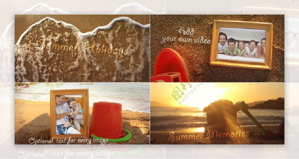 实拍海滩家庭相册AE模板视频预览
