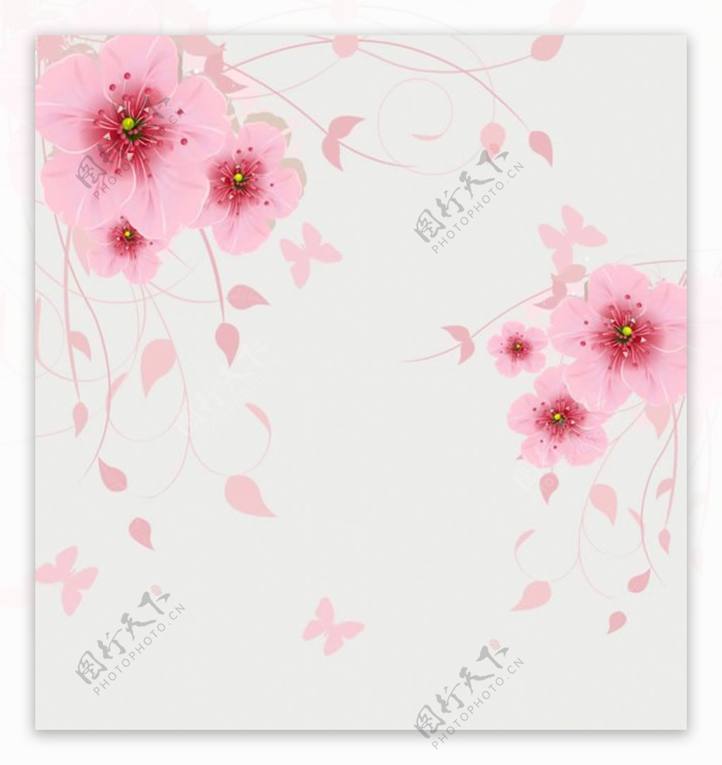 粉色花朵背景墙PSD分层素材