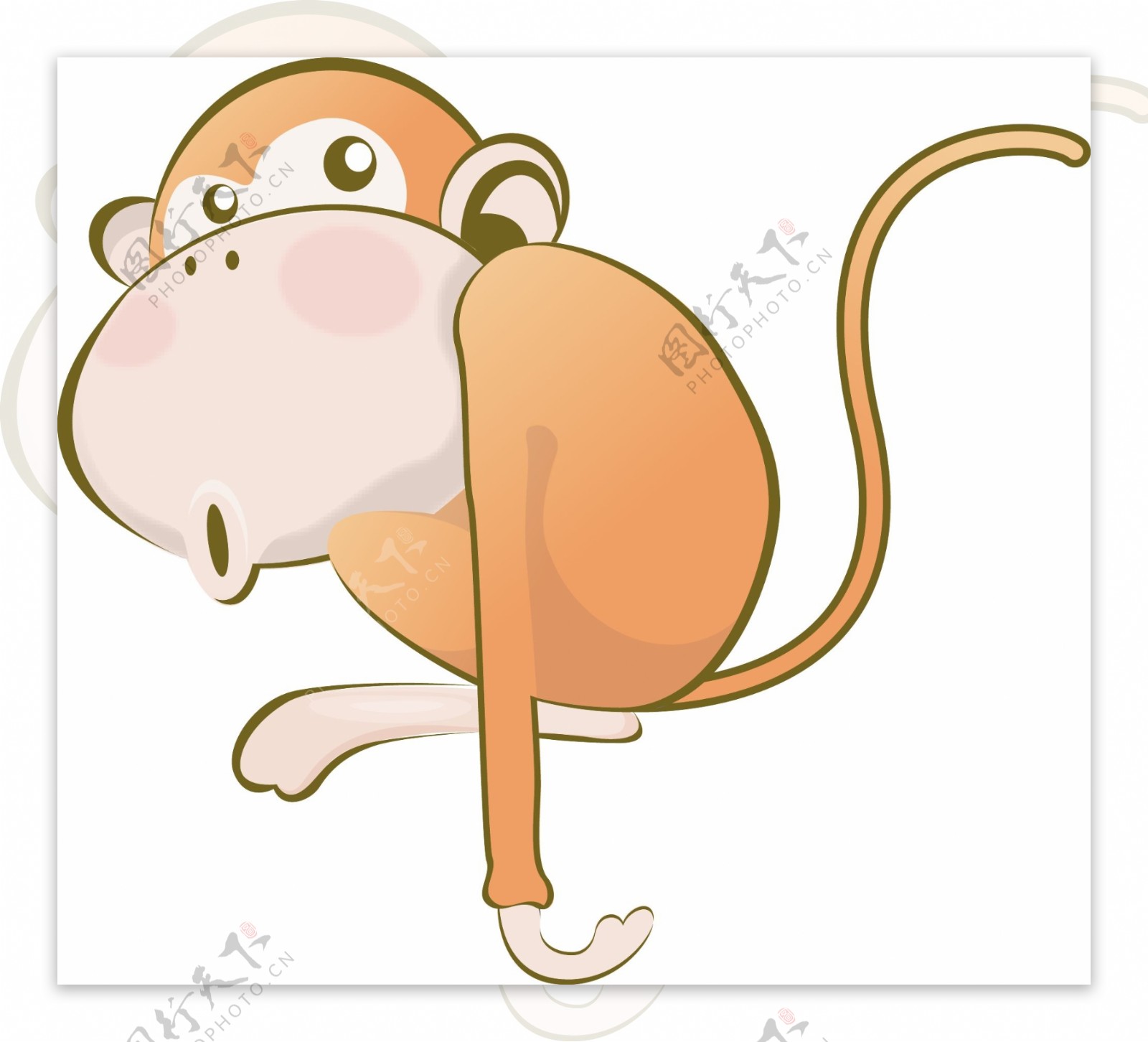 印花矢量图卡通动物猴子可爱卡通色彩免费素材