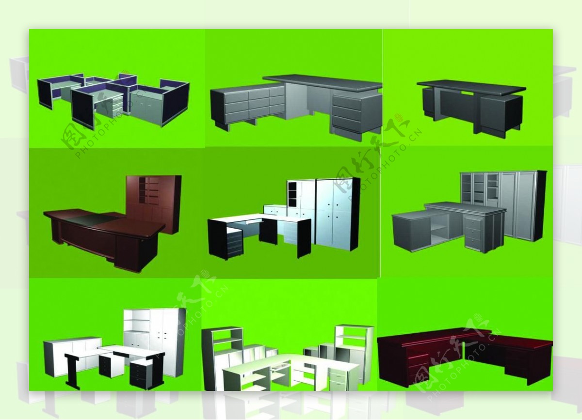 3d建模办公组合家具图片