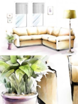 手绘风格的室内装饰PSD分层图3