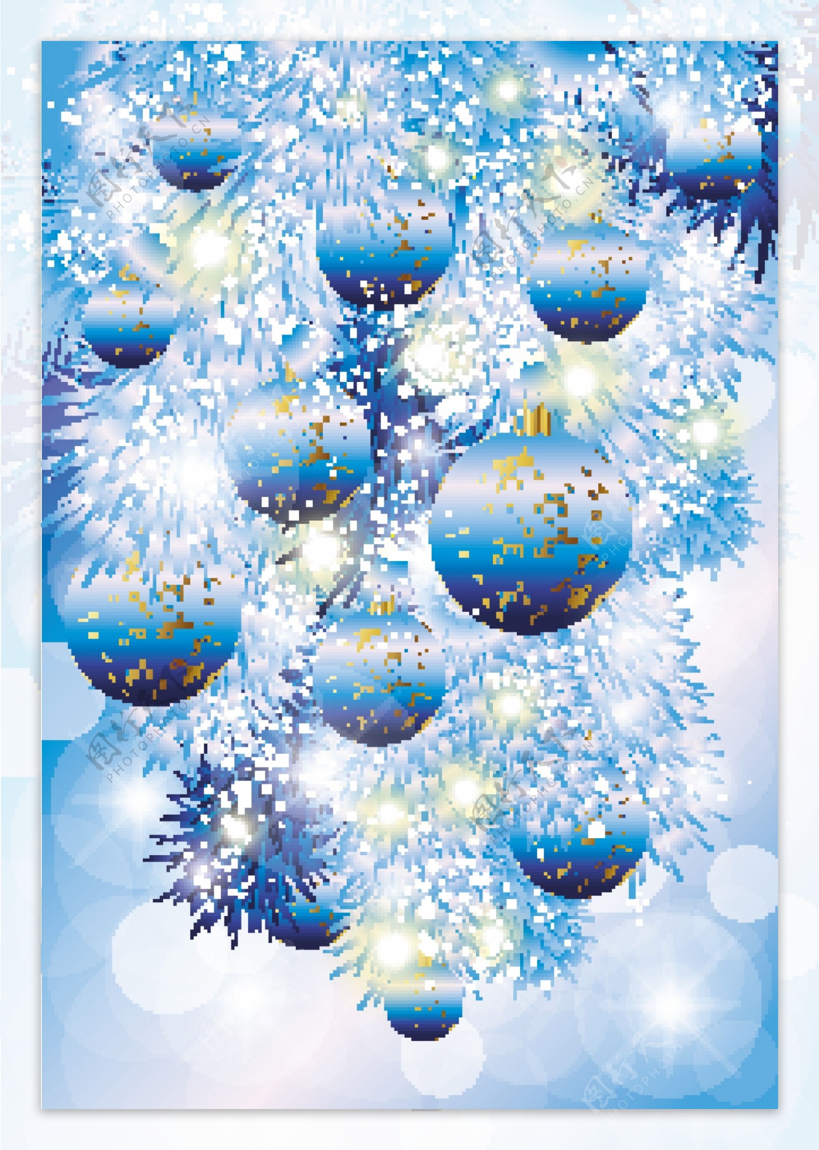 蓝色圣诞彩球图片