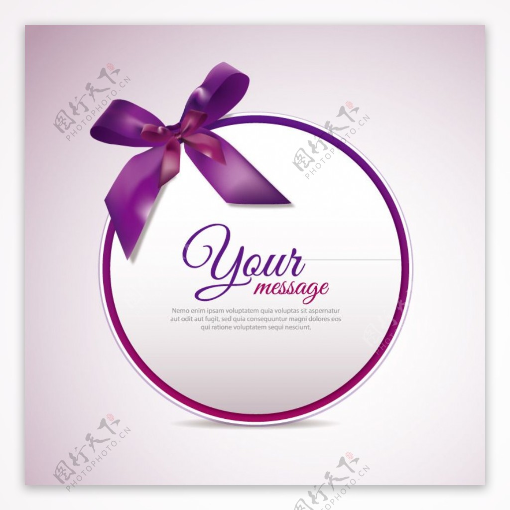 紫色丝带圆形卡片矢量素材