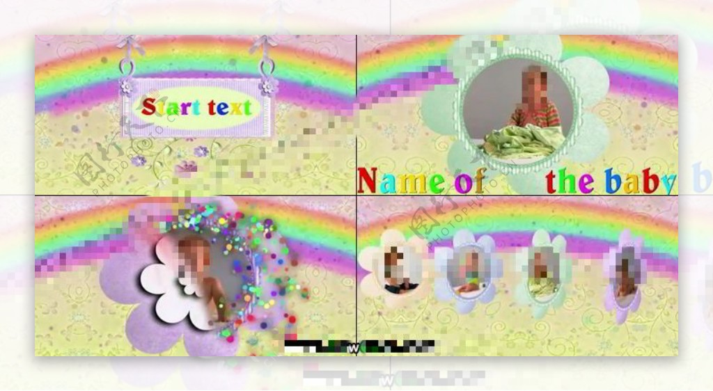 彩虹粒子儿童卡通AE相册模板AE模板