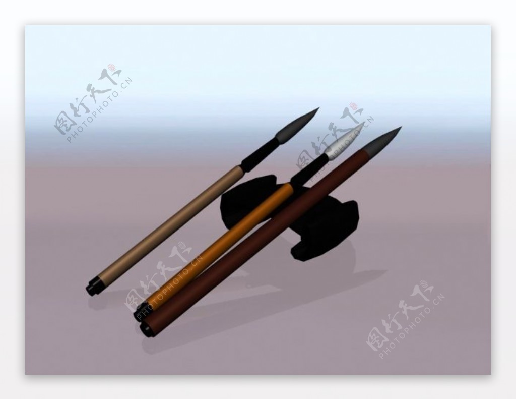 中国风笔砚装饰3d模型素材笔砚装饰素材2