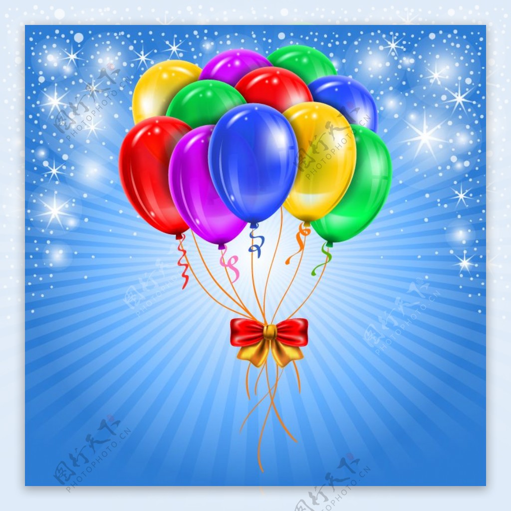 缤纷气球装饰生日背景矢量素材