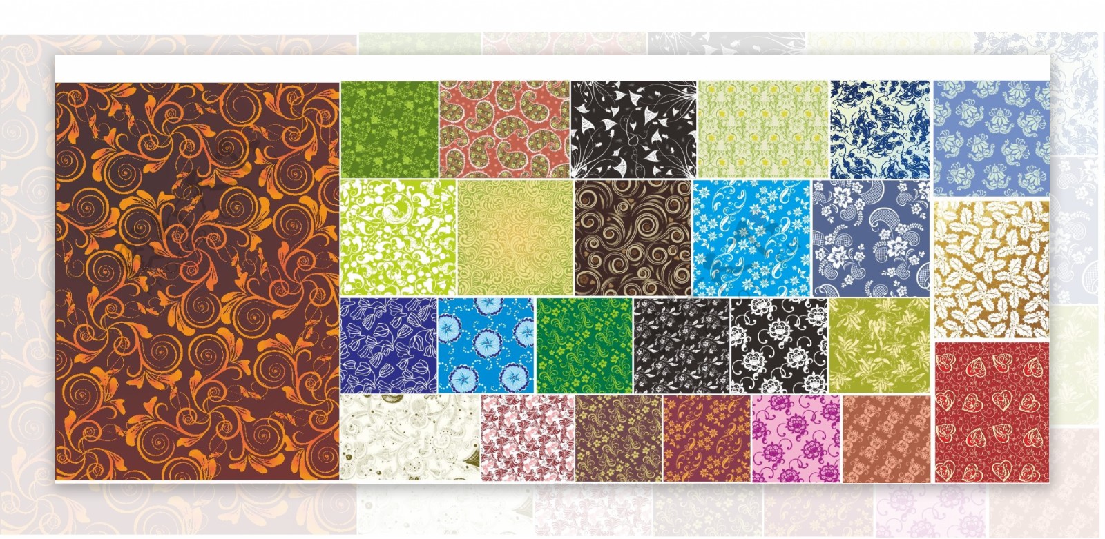 26种中国古典风格矢量花纹底图染织印刷设计素材