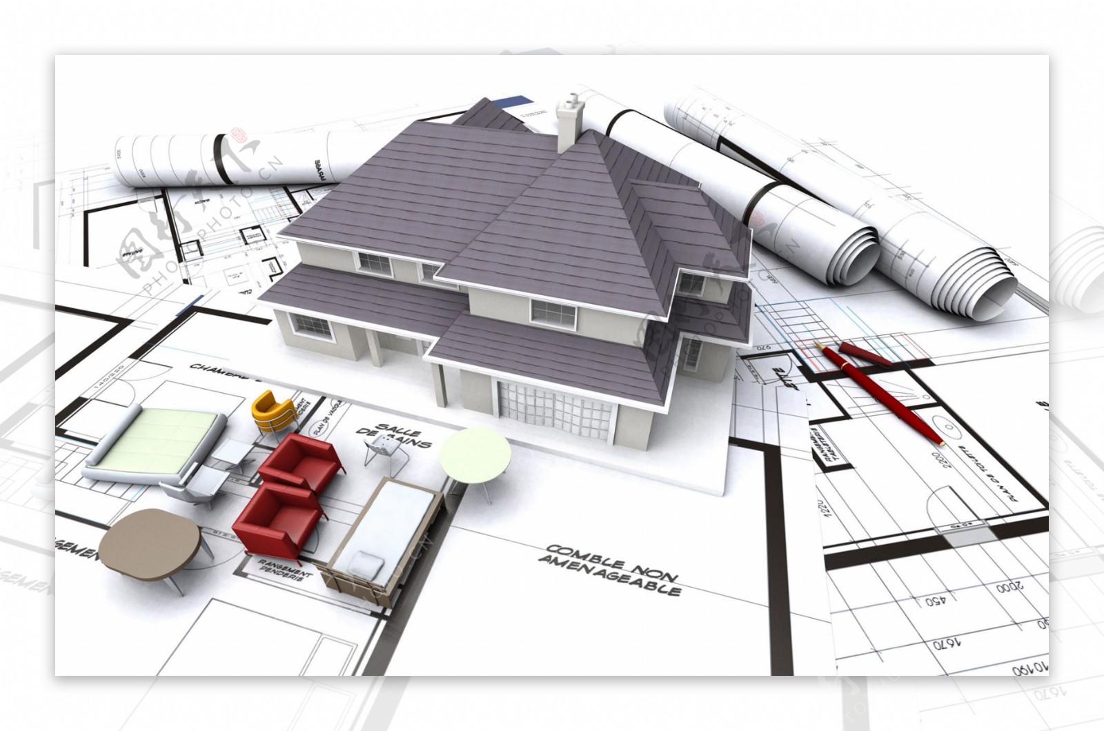 3D立体建筑施工绘图图片