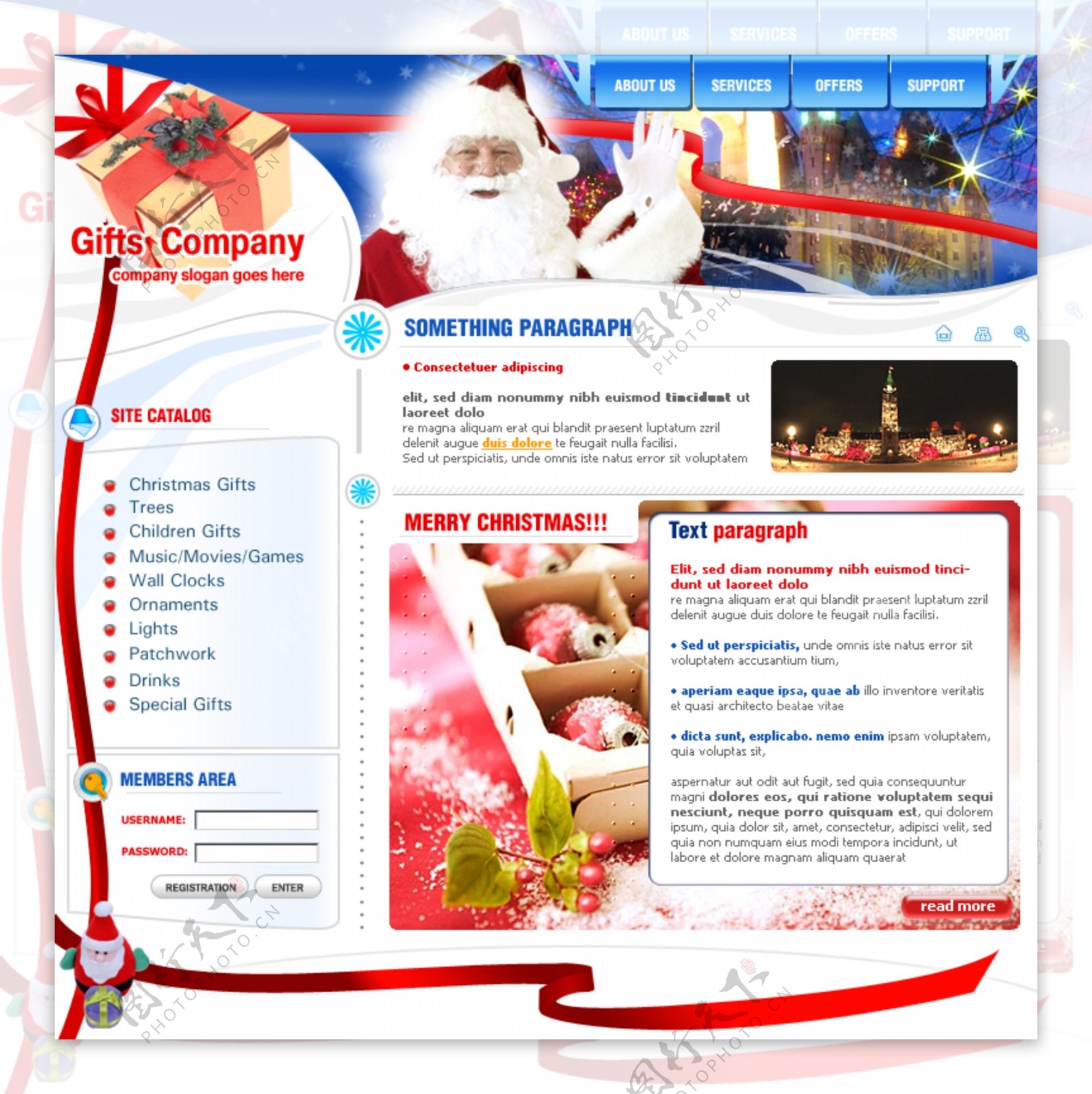 红色系圣诞网站设计模板