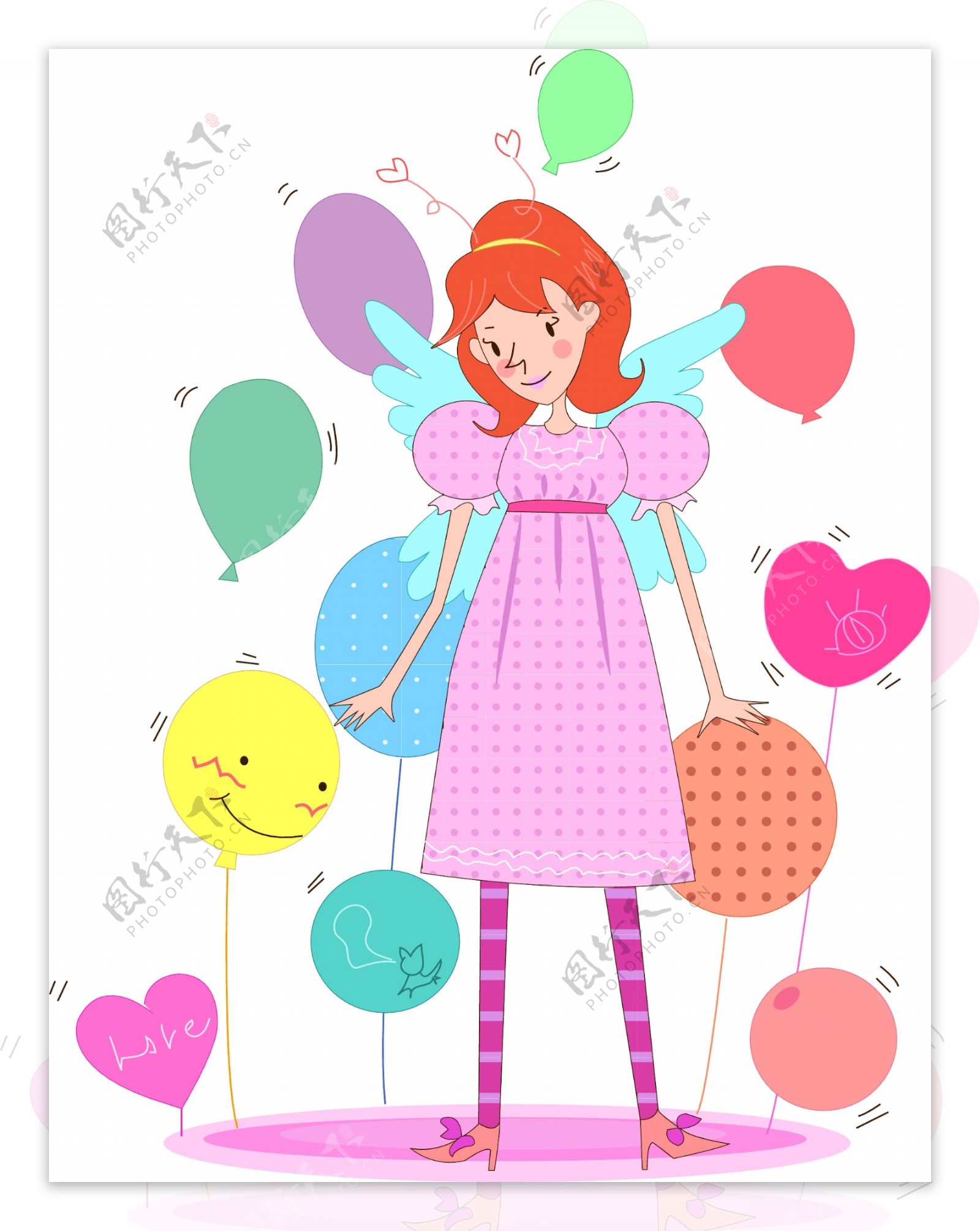 拿着气球的可爱女孩顽皮的小孩在户外图片下载 - 觅知网