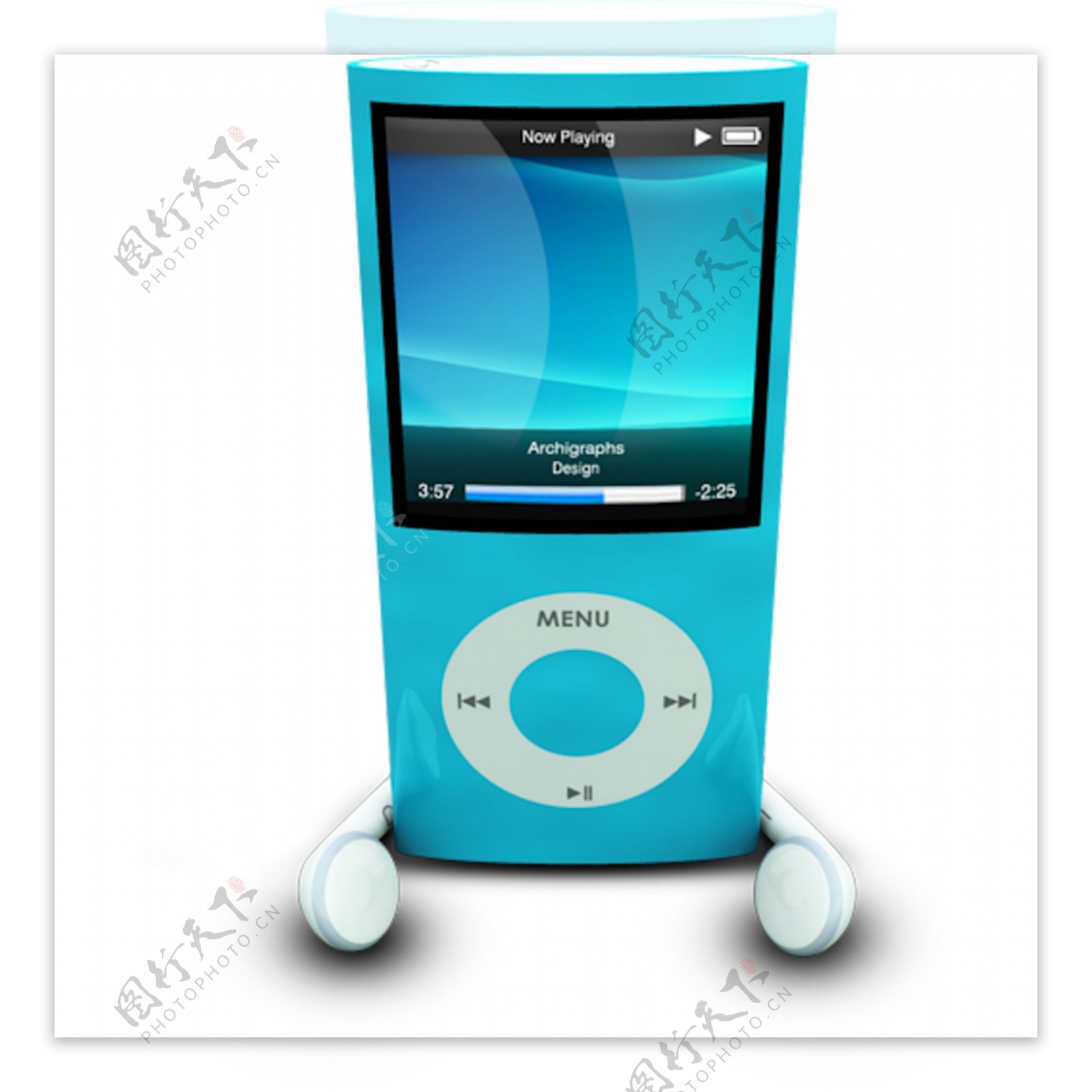 有光泽的蓝色iPod平面psd
