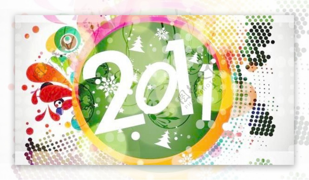 2011新年花卉背景矢量图形的新年假期