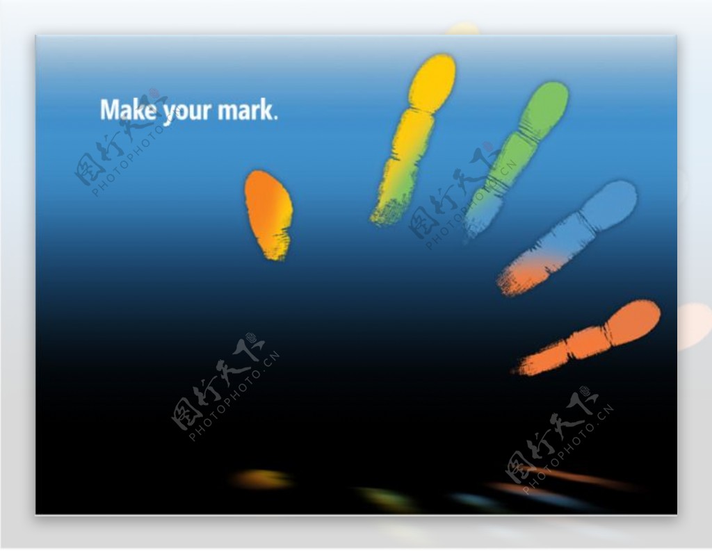 微软彩色手印风格PPT模板