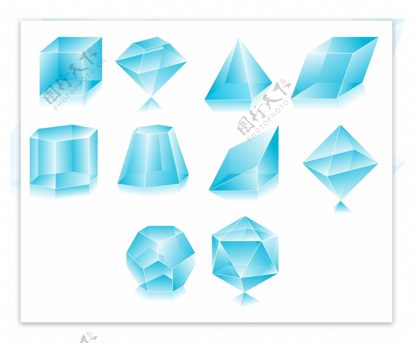 蓝色透明钻石矢量素材