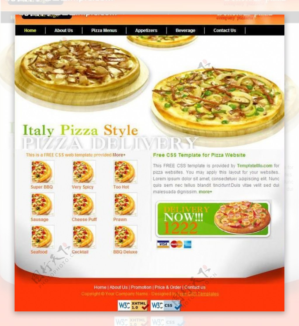 披萨公司网页模板图片