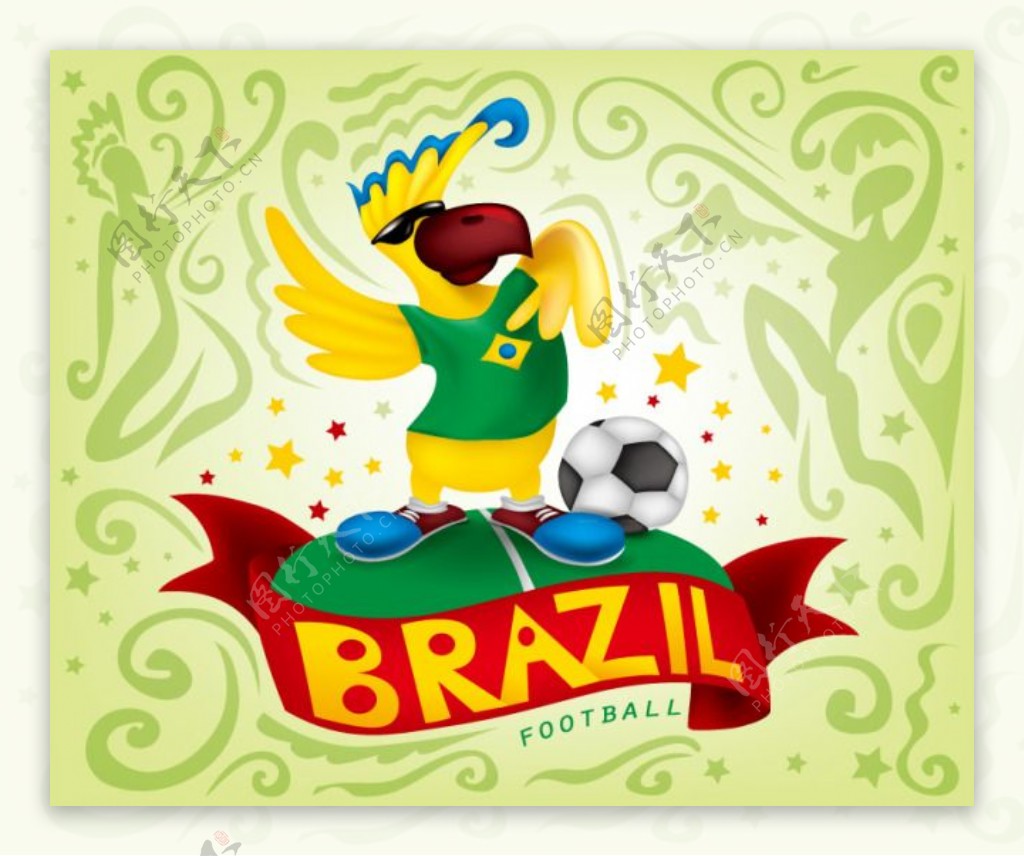 巴西世界杯鹦鹉背景矢量素材