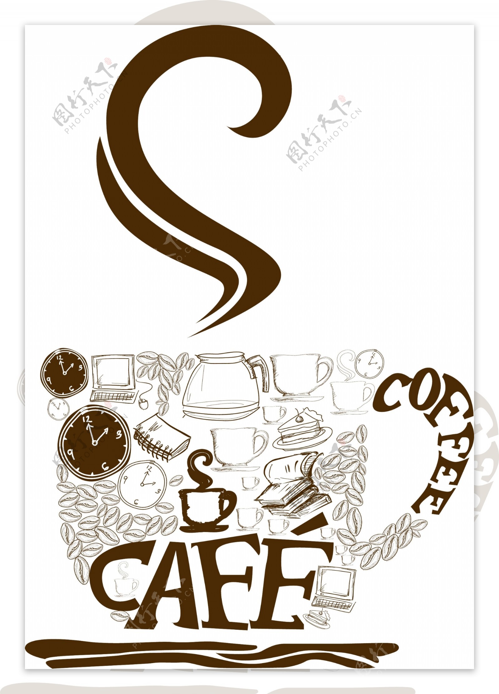 欧式风格咖啡主题元素