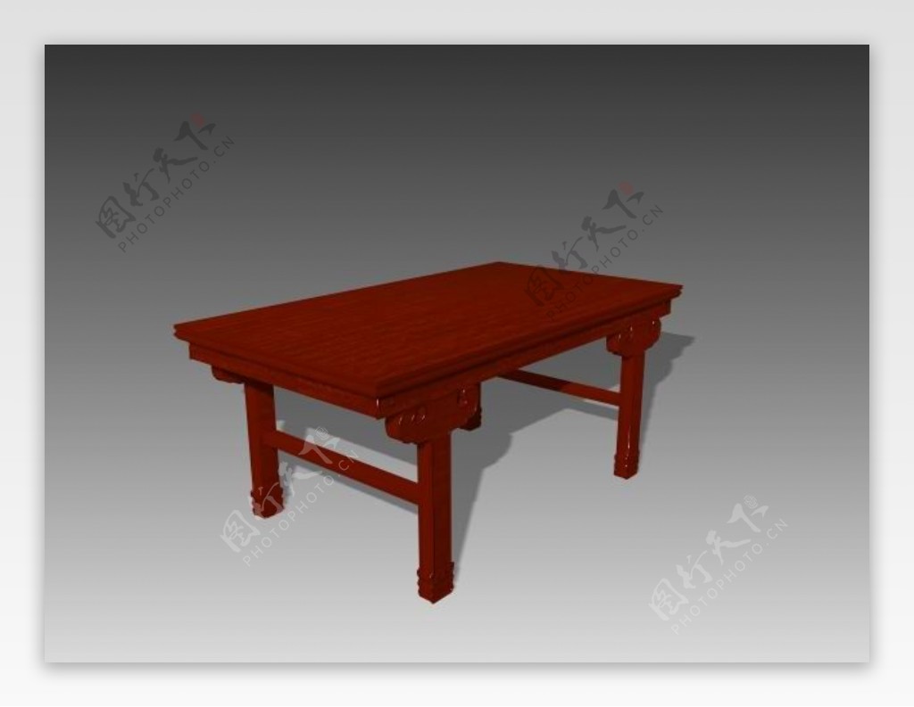 中式桌子3d模型家具效果图3