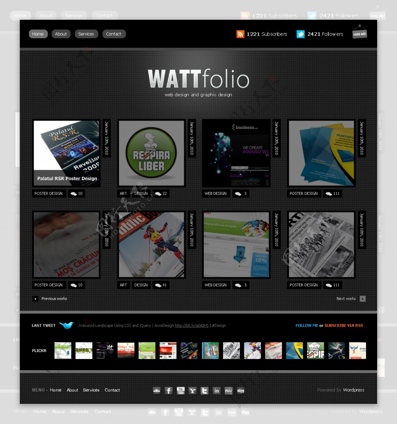 wattfolio个人Web组合布局psd