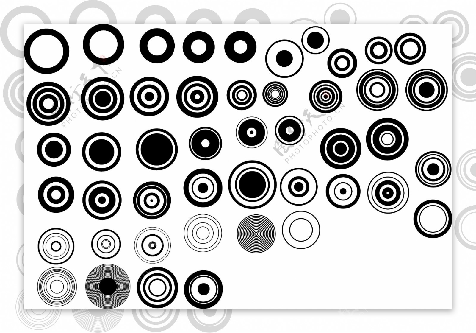 简单圆形黑白设计元素系列矢量图