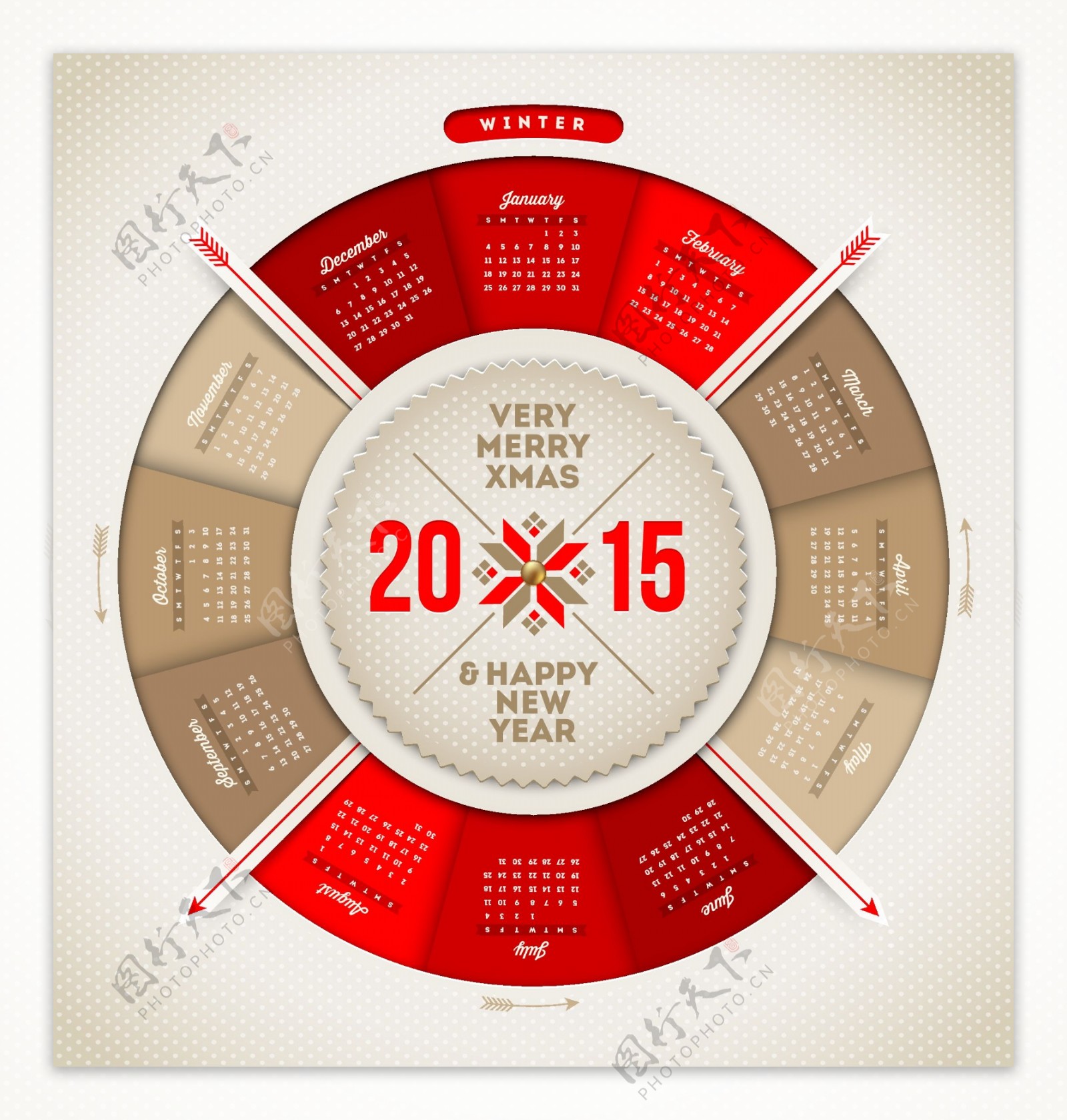 2015转盘日历风格矢量素材下载