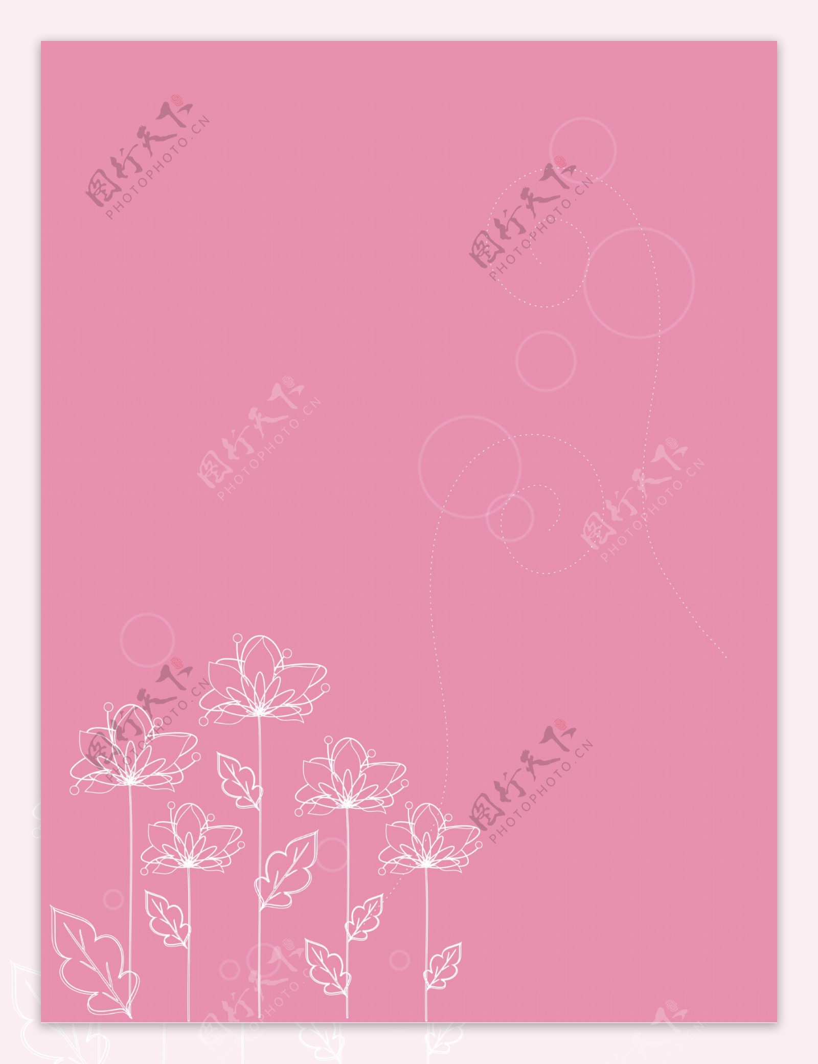 简单花朵花纹粉色浪漫移门图