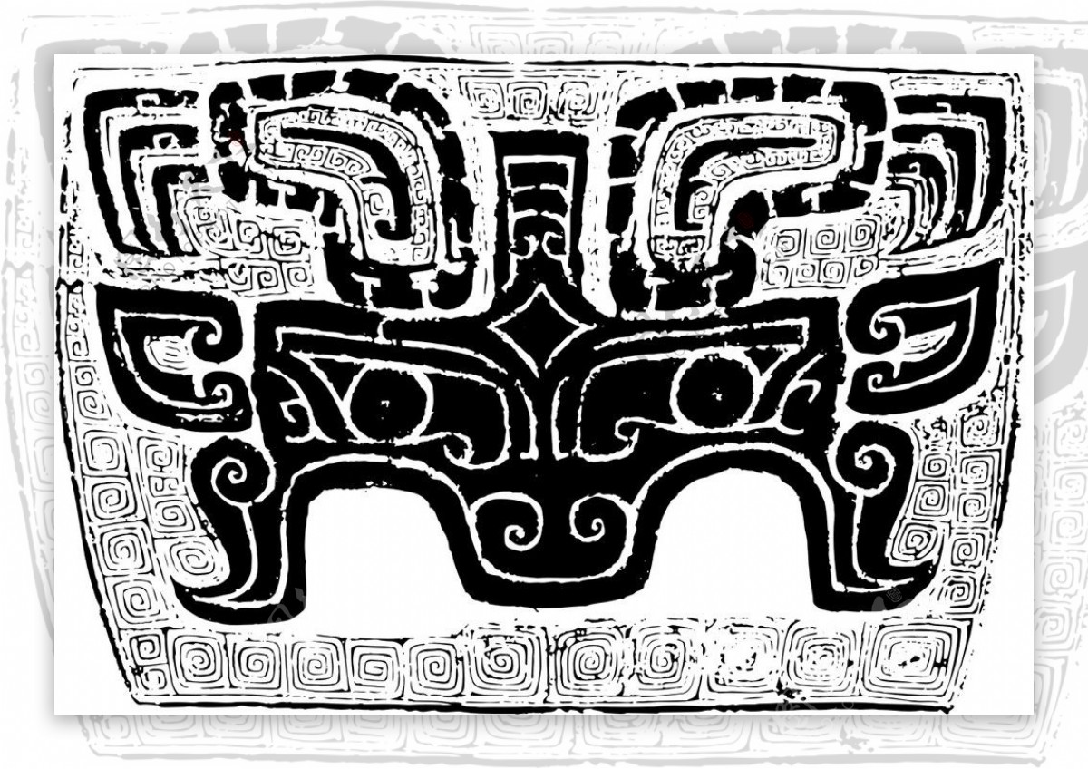 印花矢量图古代雕刻黑白色民族抽象免费素材