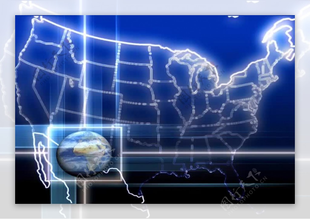 美国地图和地球运动的背景视频免费下载