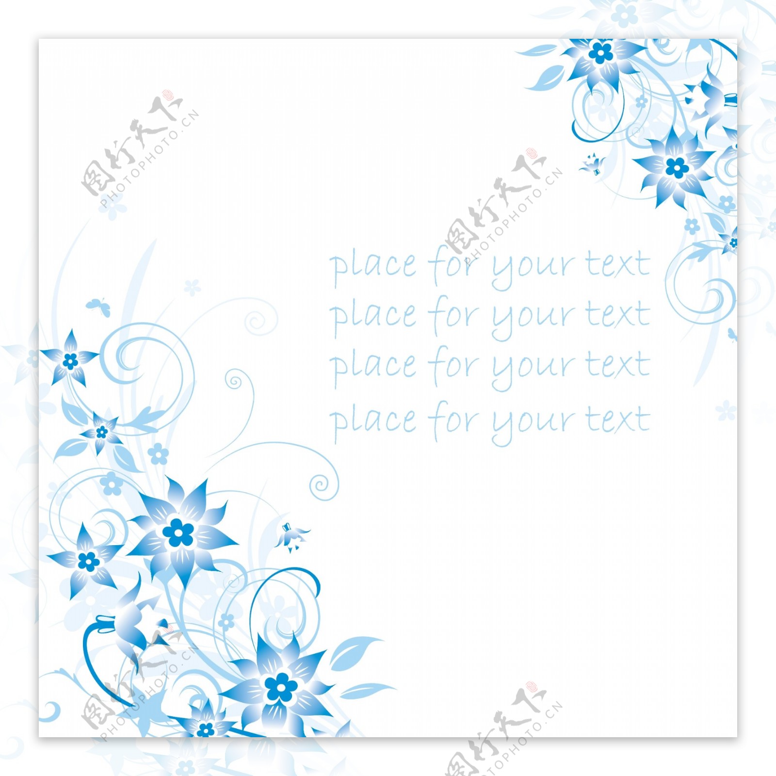 蓝色花朵花纹矢量素材