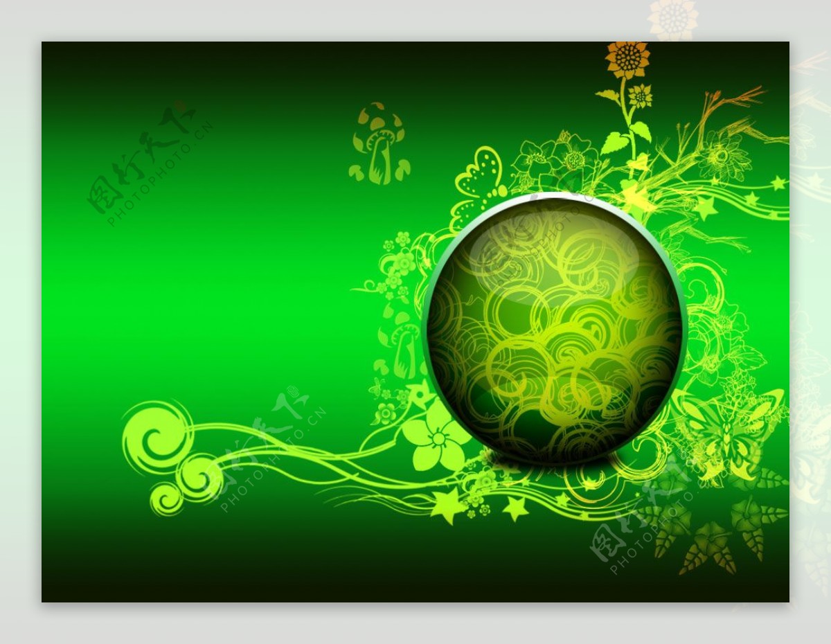 古典绿色花纹背景PSD分层素