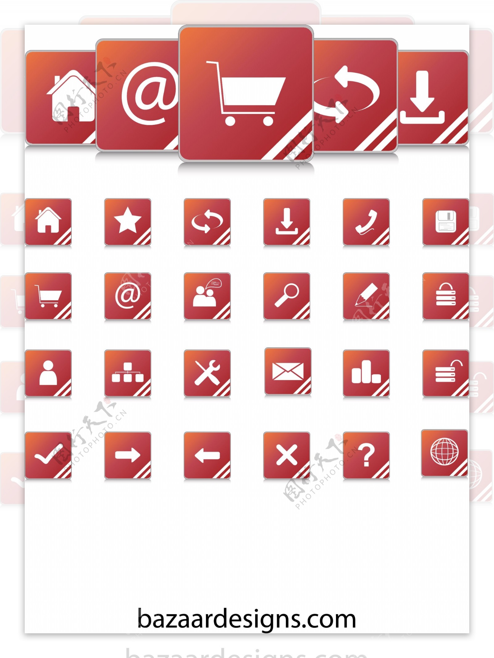 红色的Internet图标和网站的按钮
