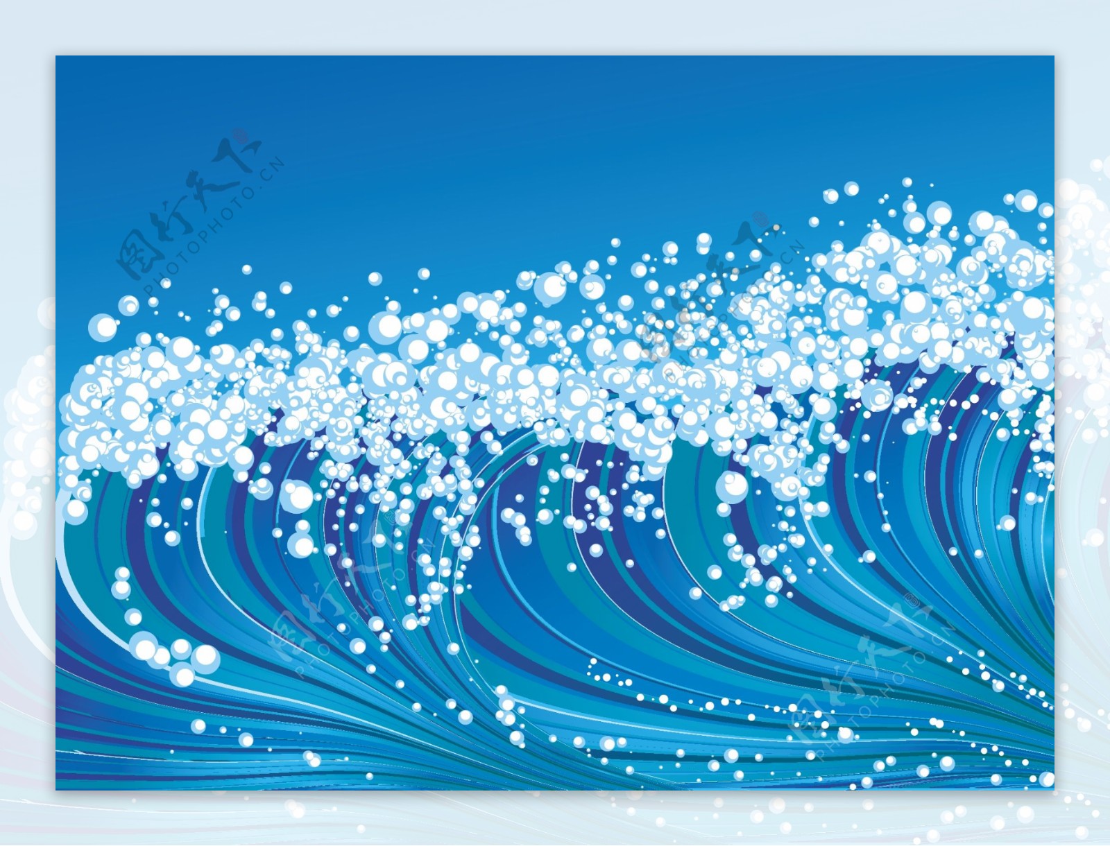 蓝色海浪主题矢量素材