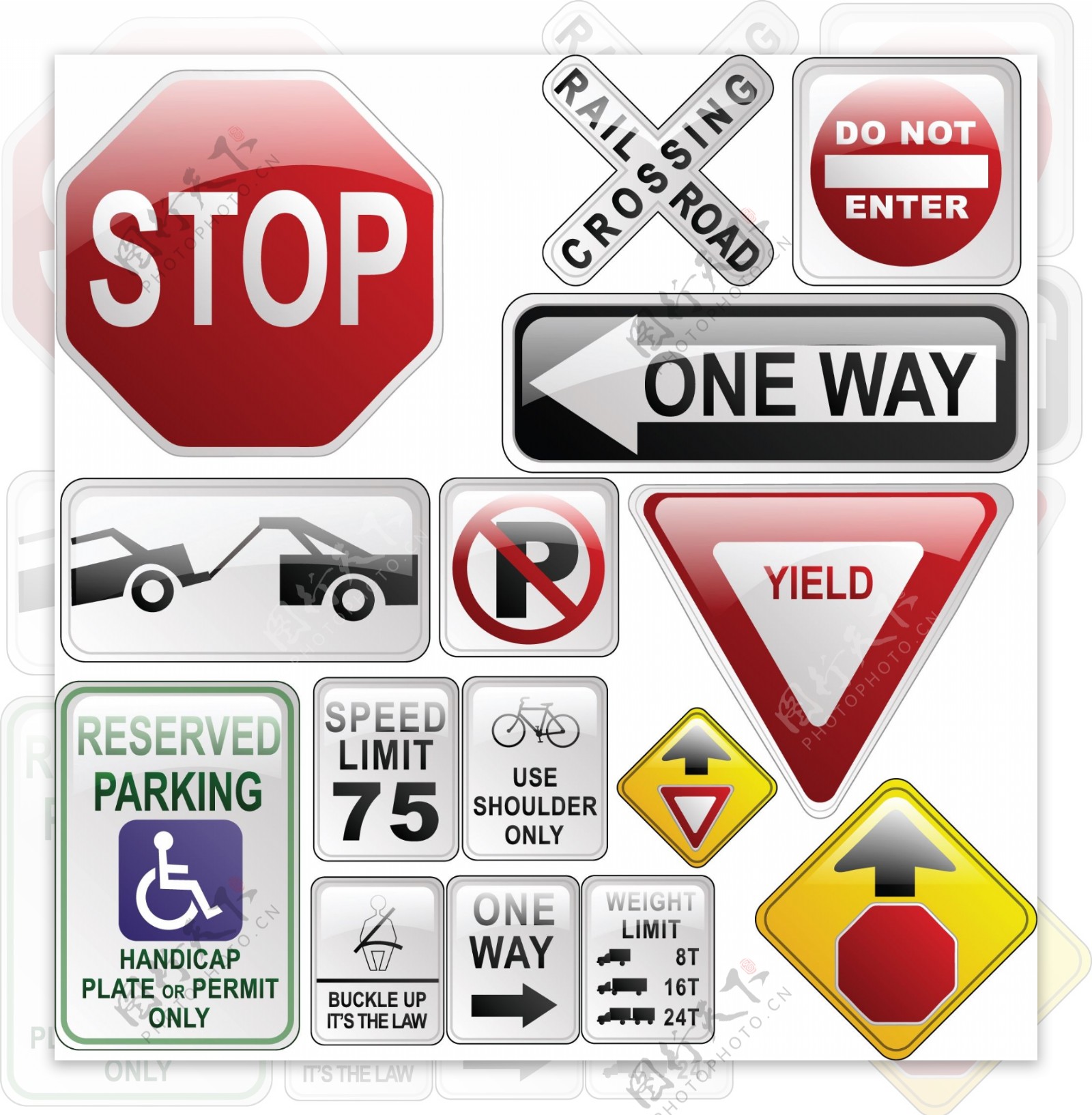 交通路标指示牌矢量图AI