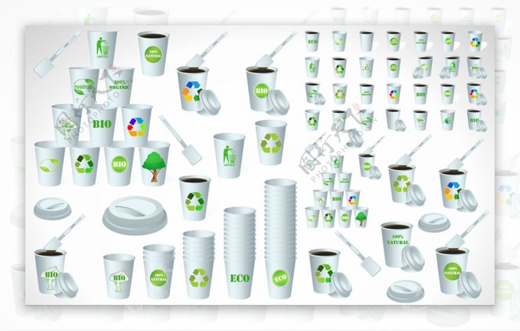 简洁生态纸杯设计矢量素材