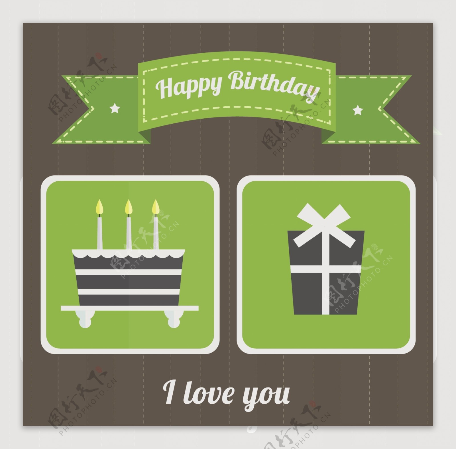 绿色生日标签卡片