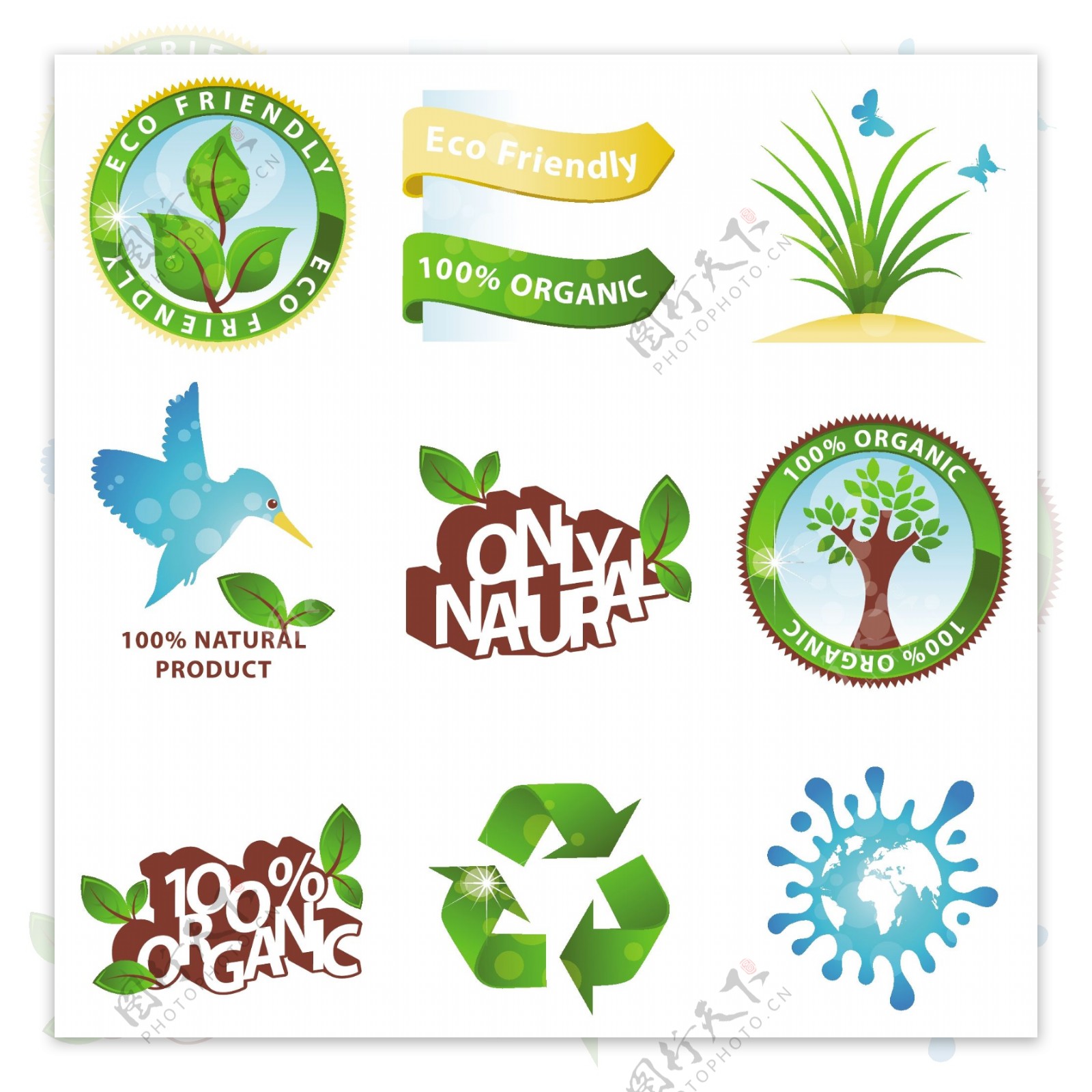 绿色生态标签矢量素材