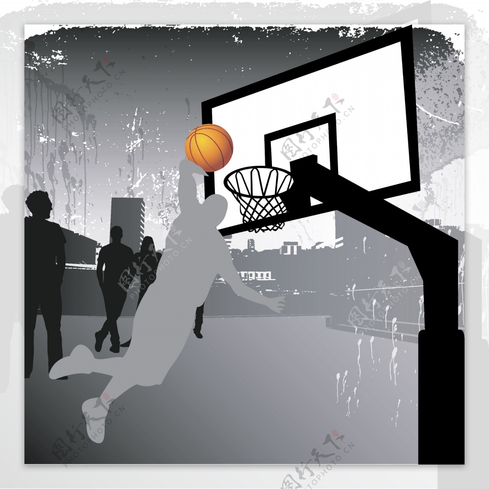 街头篮球球架人物图片