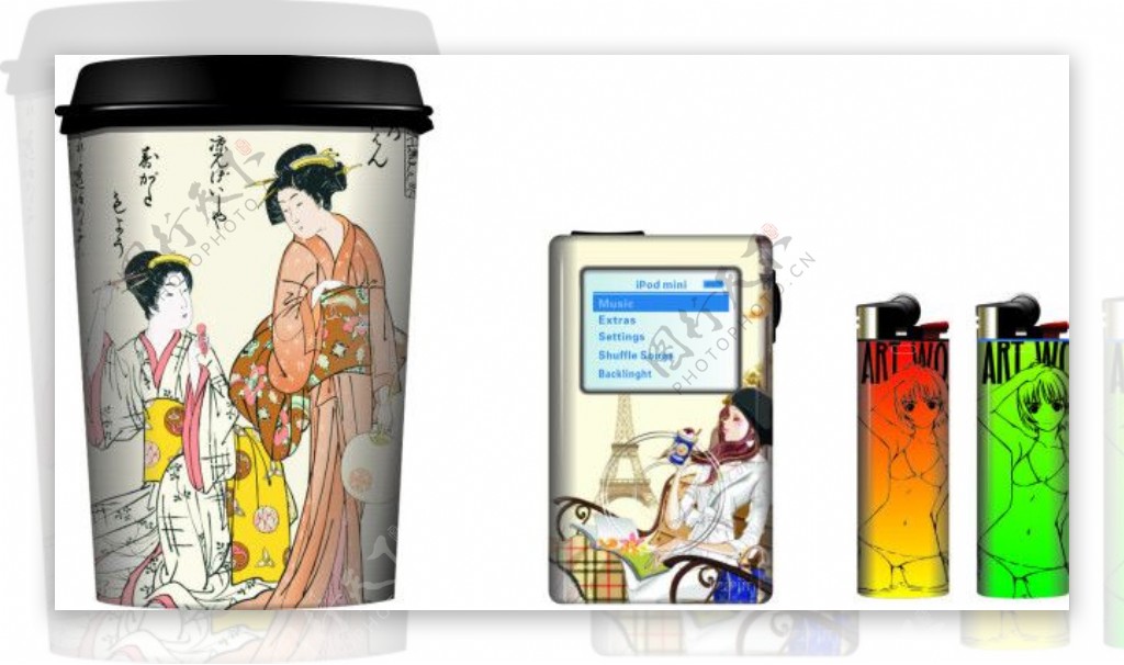 日本咖啡杯手机打火机膜贴