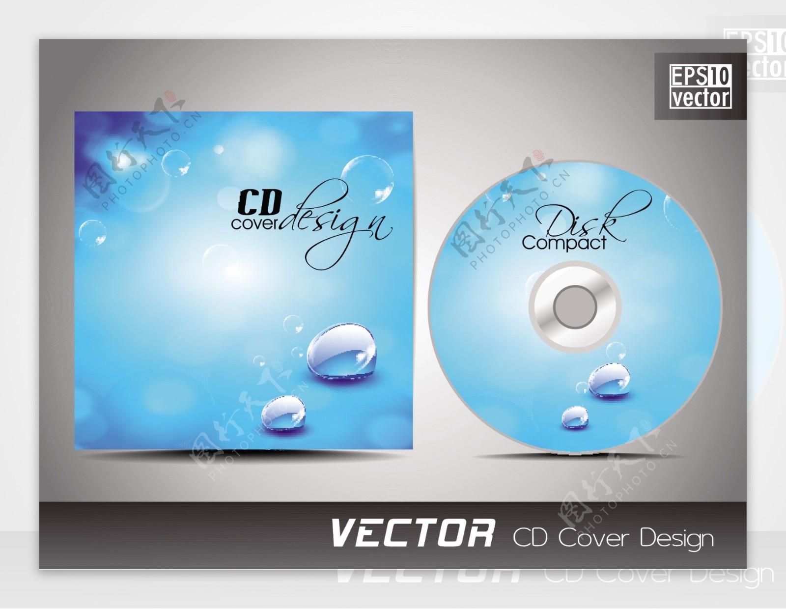 CD封面展示设计模板复制的空间和水的影响