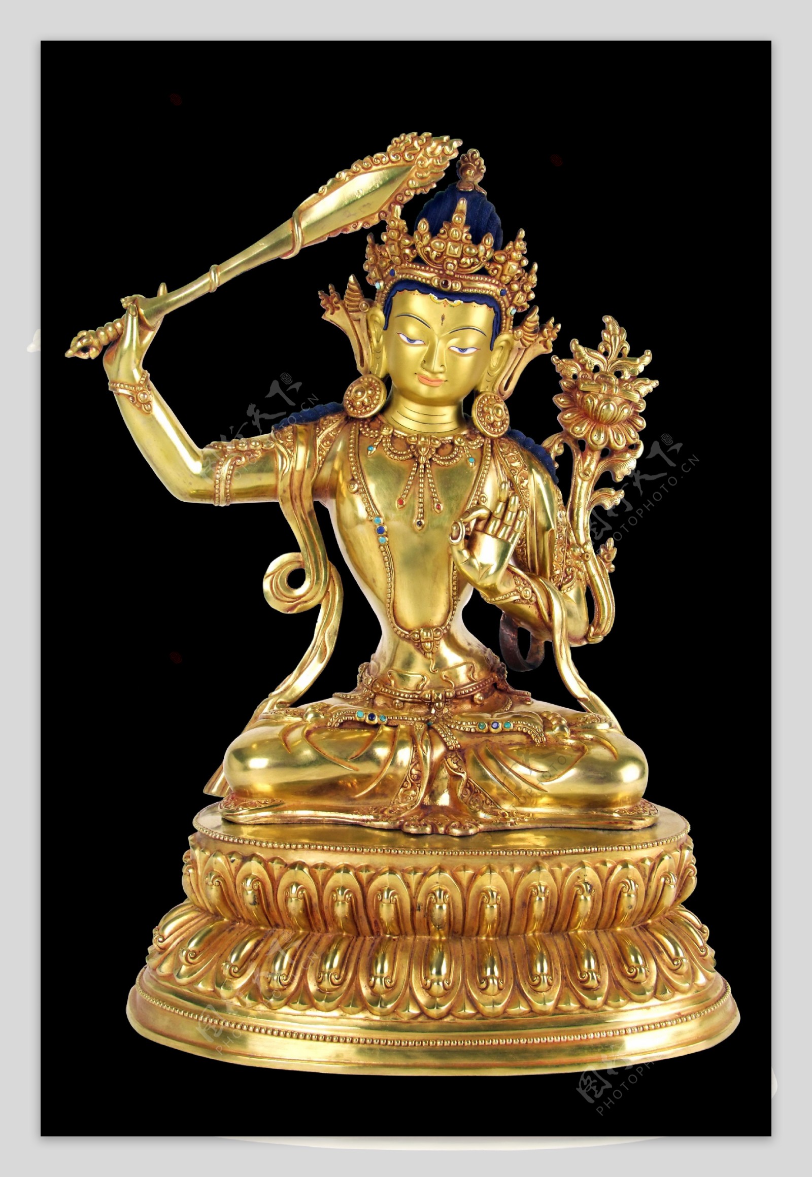 铜鎏金文殊菩萨像图片