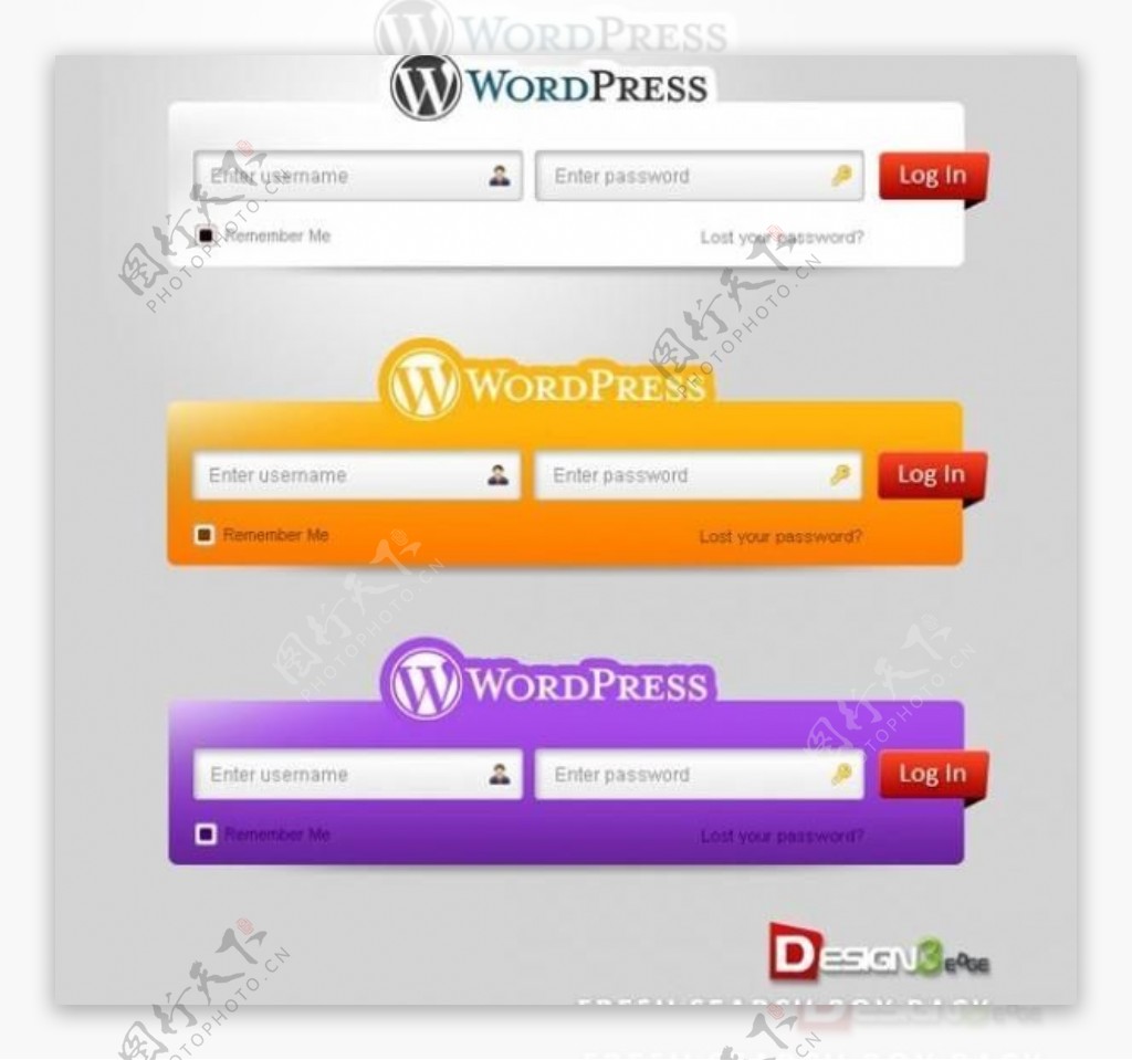 新的WordPress的登录窗体PSD
